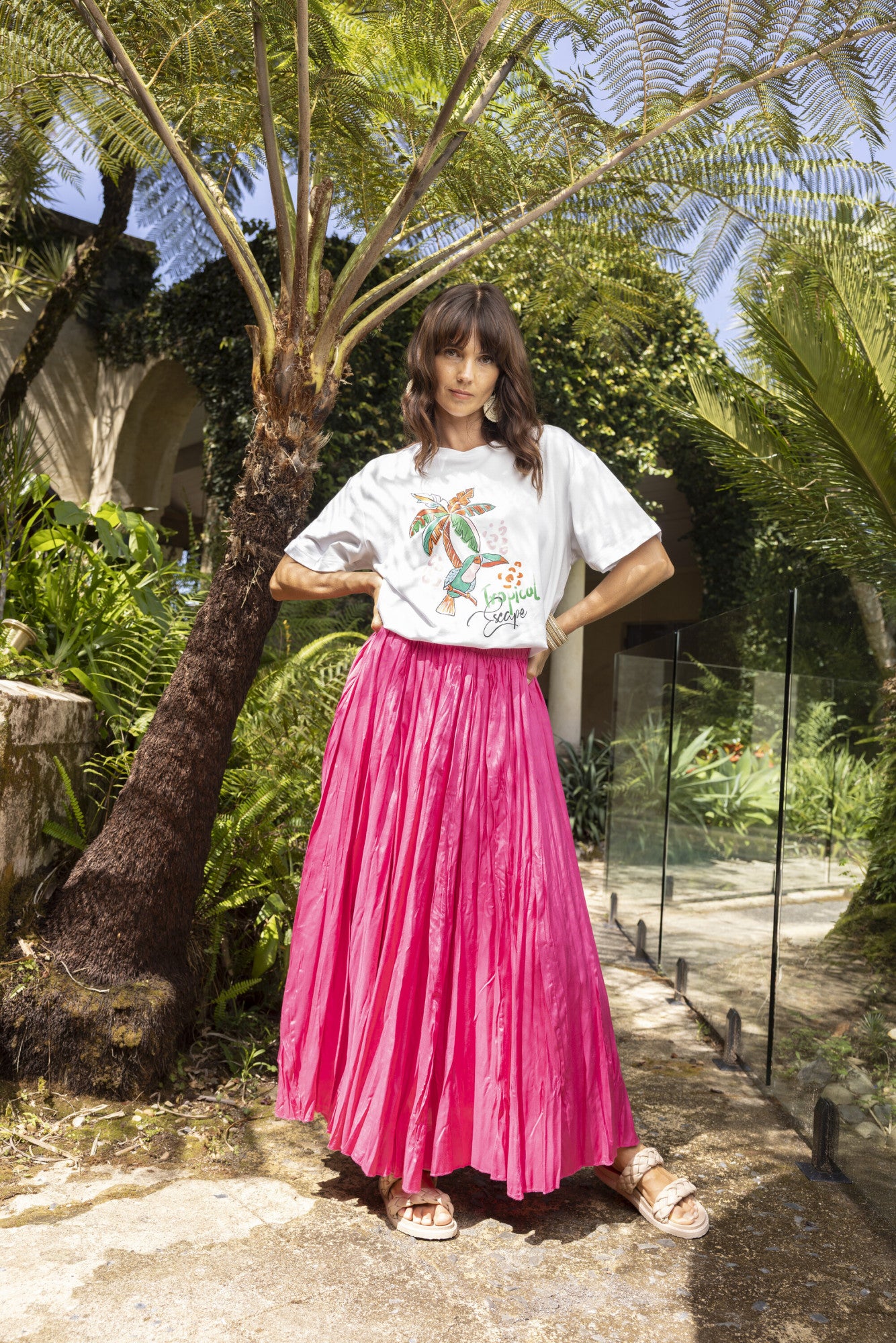 Lux Skirt Crushed - Hot Pink