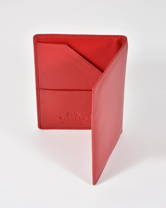 Lyon RFID Passport Leather Wallet in Red