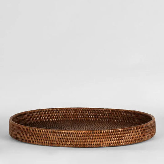 Rattan Oval Tray Antique Brown