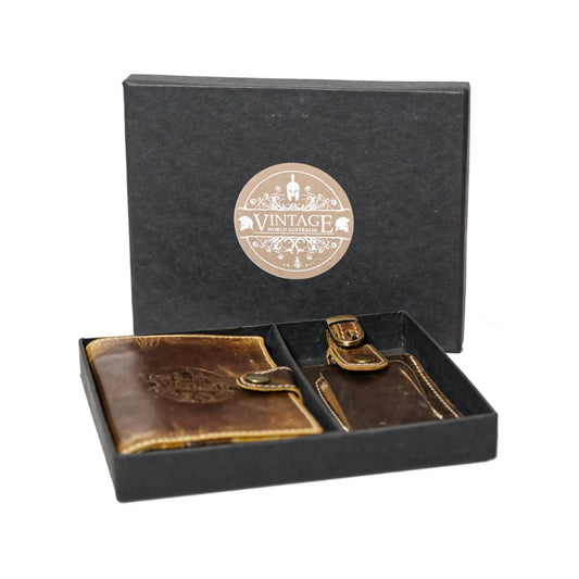 Brown Leather Luggage Tags & Voyager Passport Set