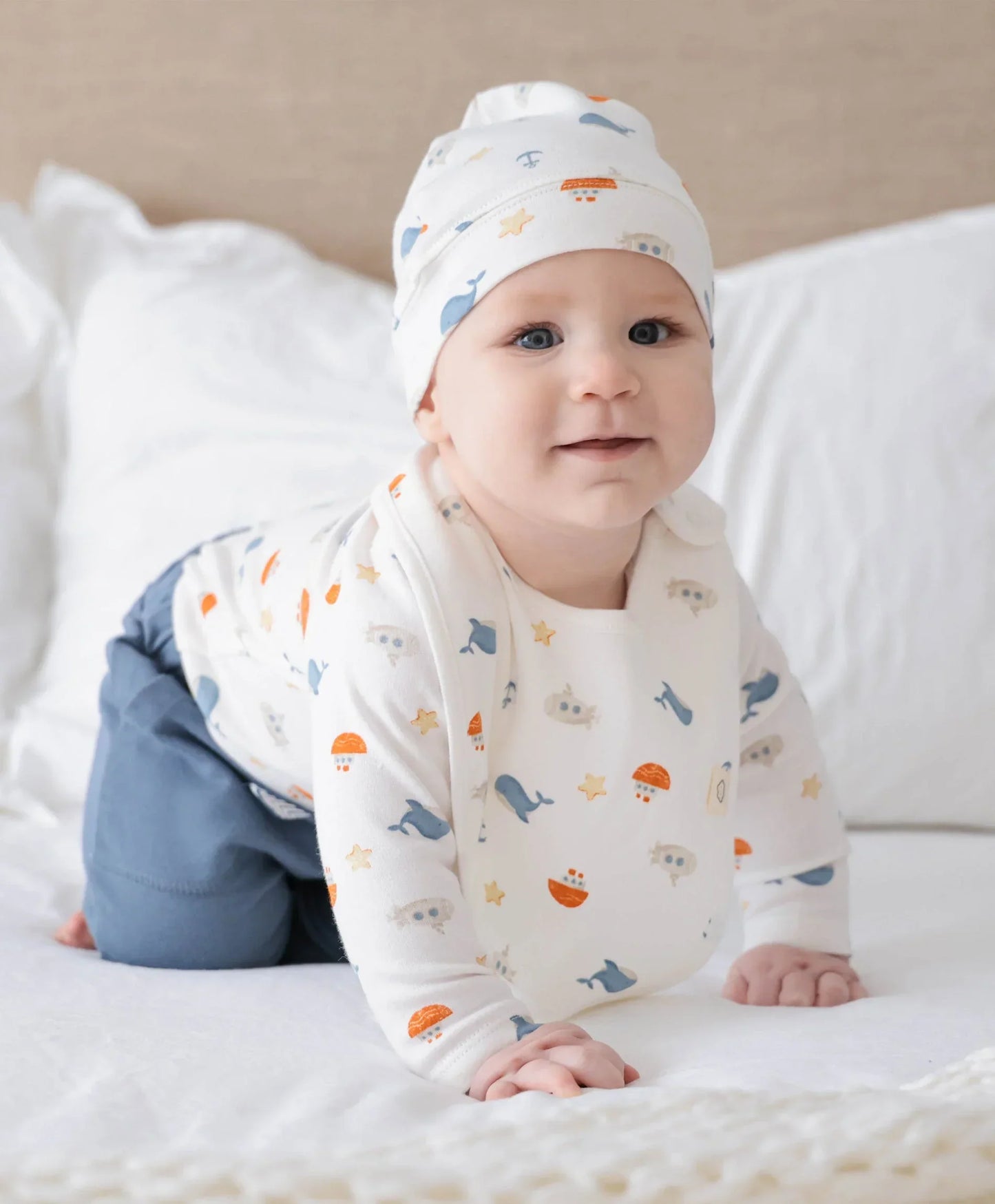 Organic Cotton Baby Bib - Sea