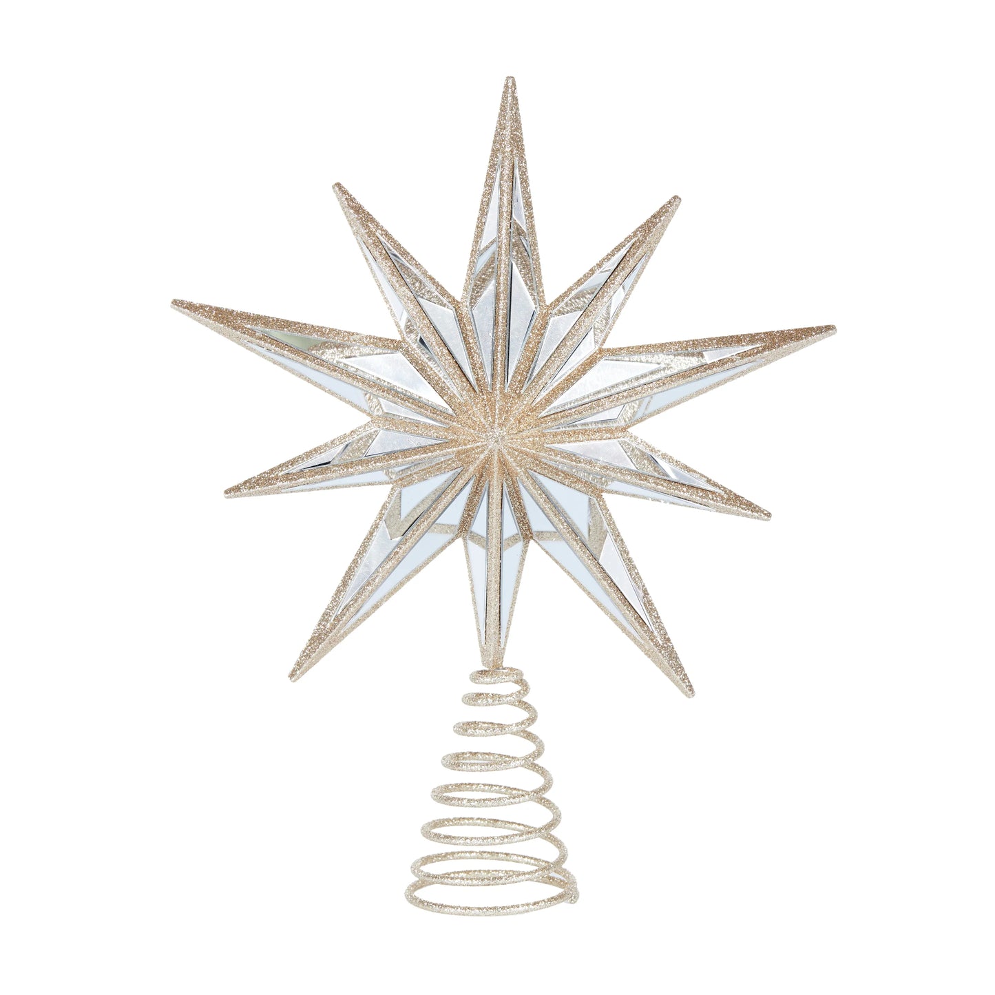 9 Point Mirrored Tree Topper Star in Champagne