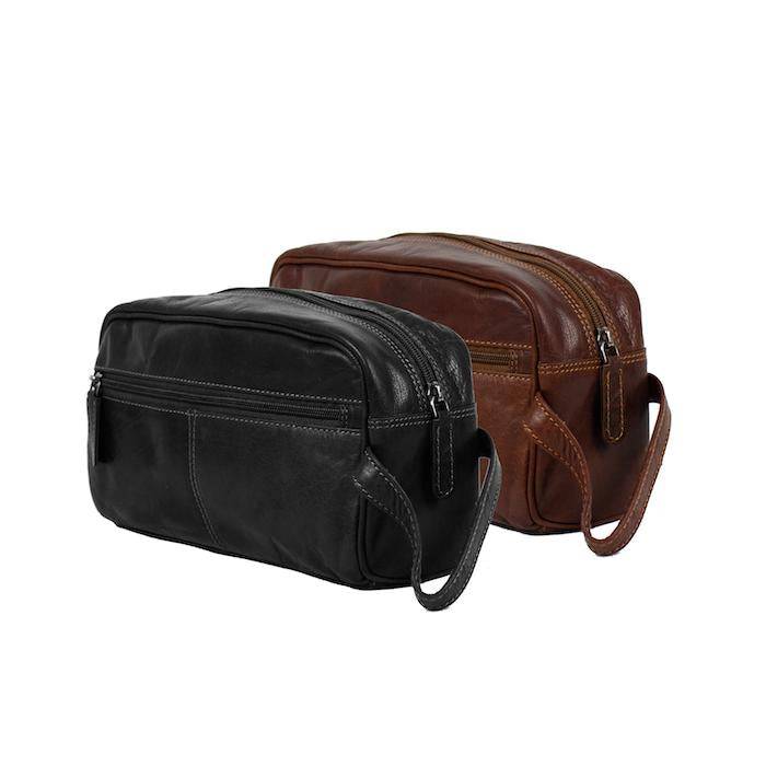 Greenwood Geelong Sandel Leather Toiletry Bag