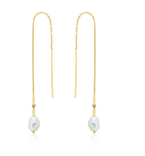Gold Pearl Threader Earrings