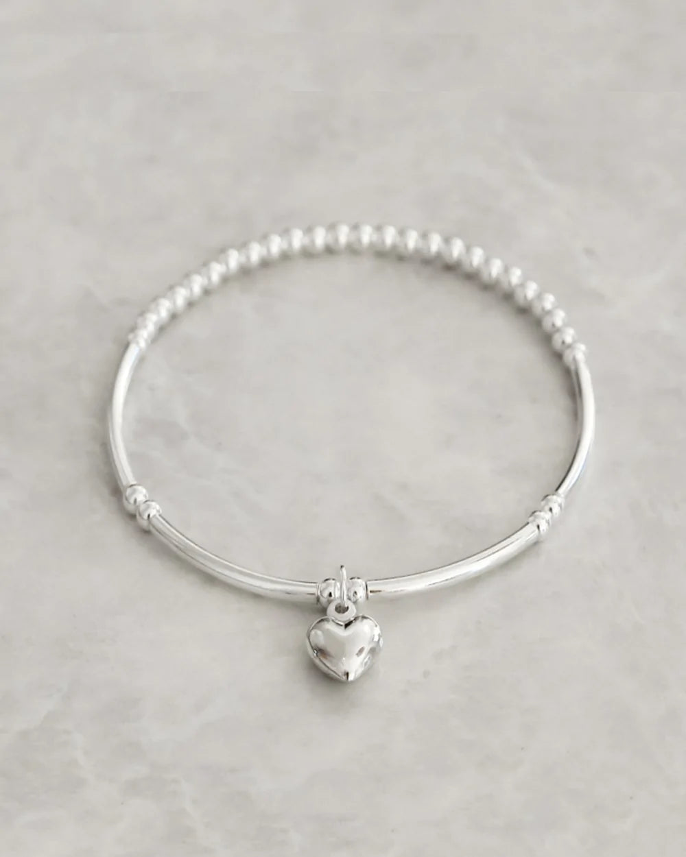 Petals Rounded solid Heart Bracelet sterling silver