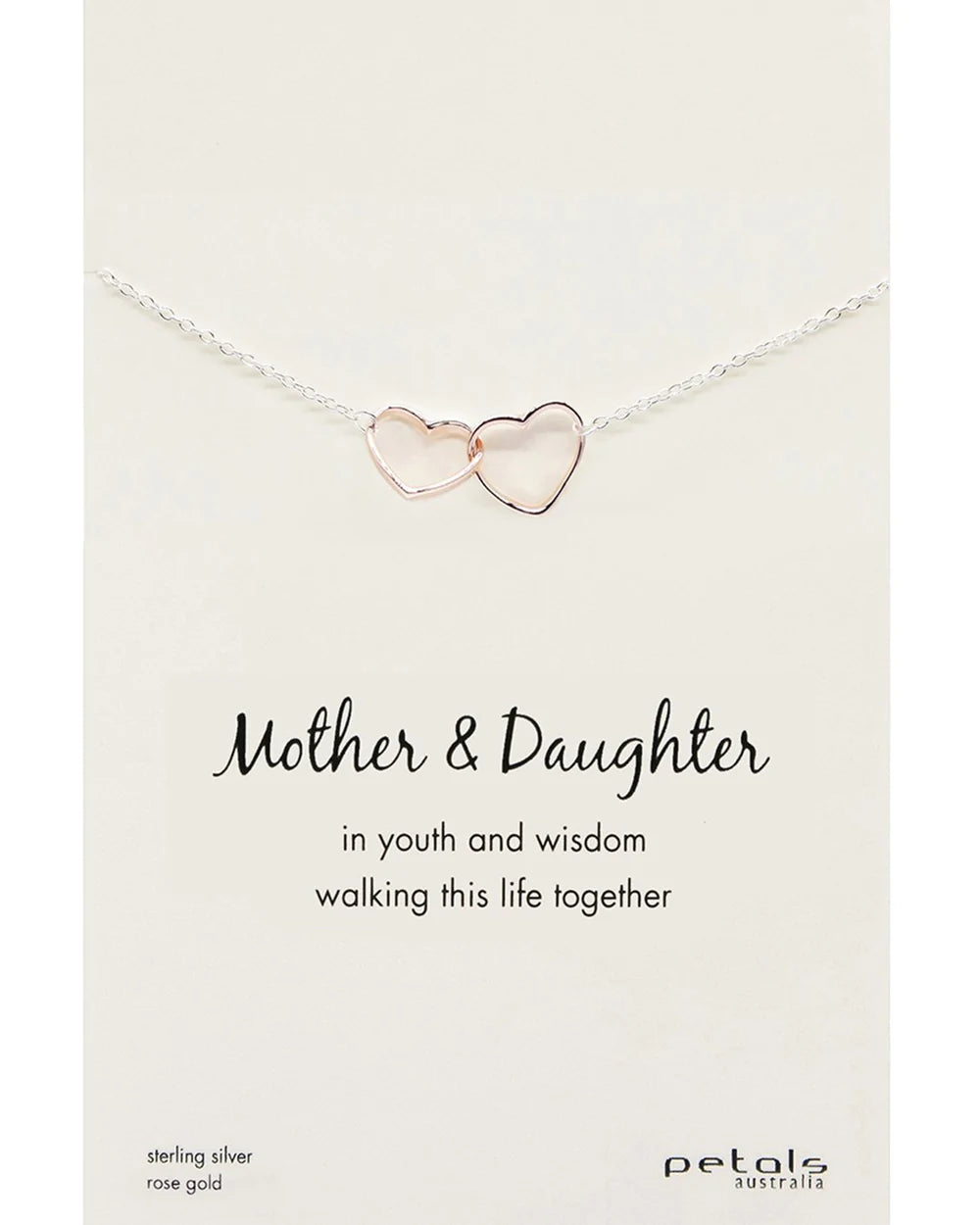 Mother daughter linked heart necklace