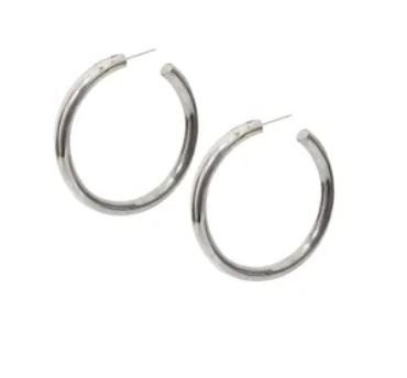 Petals Sterling Silver 50mm Hoop Earrings