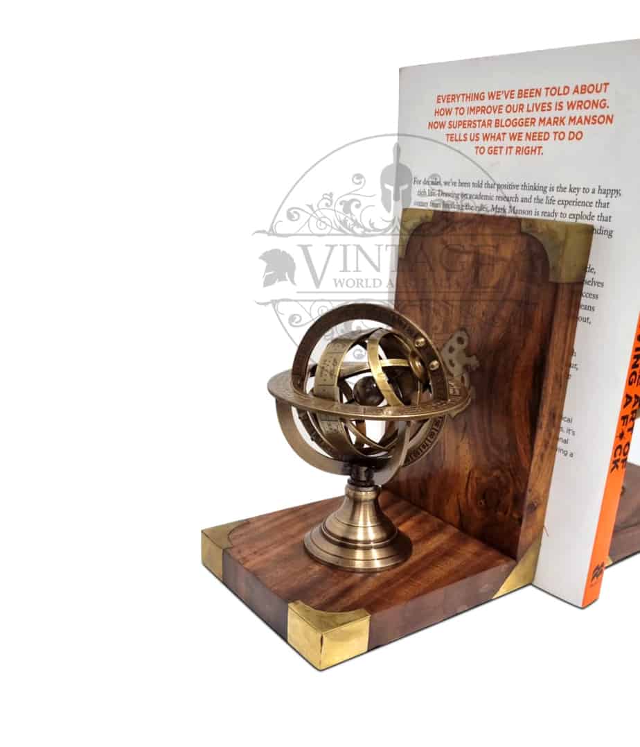 Brass Bookend – Armillary Sphere