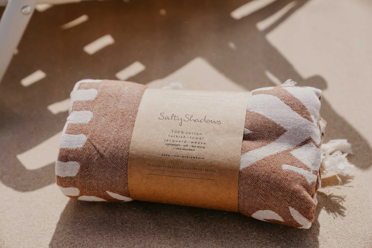 Turkish Towel Aztec Pattern- Brown