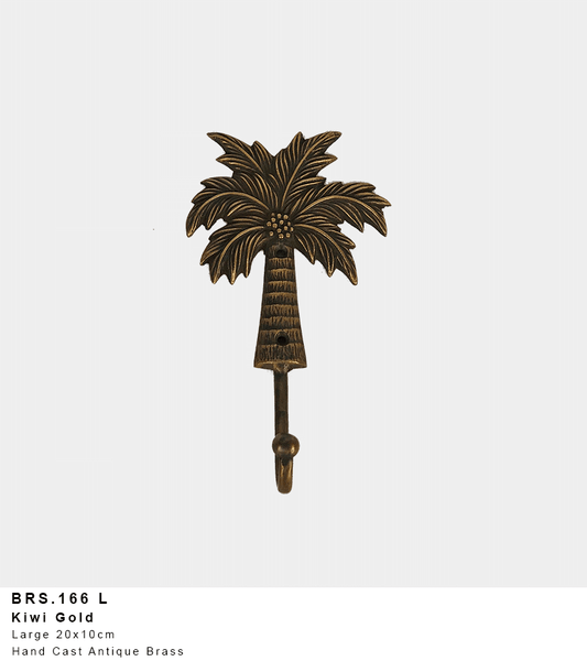 Coconut Palm Hook Antique Brass Large