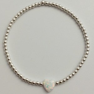Sterling Silver Bracelet with Opalite heart