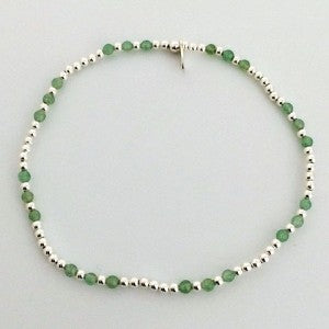 Silver Bracelet with Small Aventurine Beads