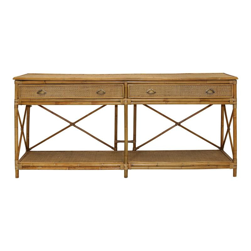 Cayman Large Two Drawer Rattan Console