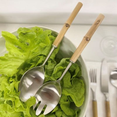 Salad Servers Blonde Bamboo