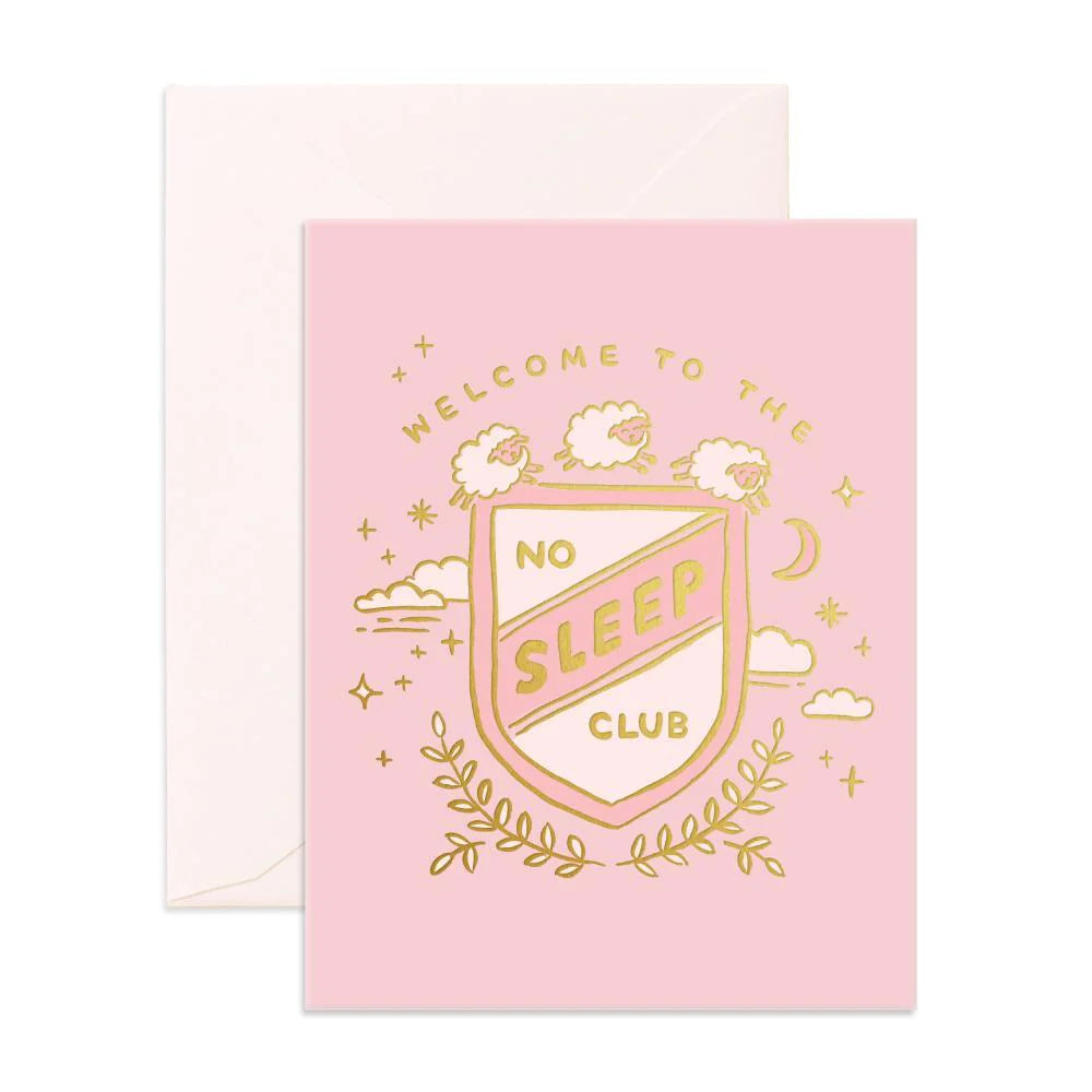 No sleep club greeting card (various)