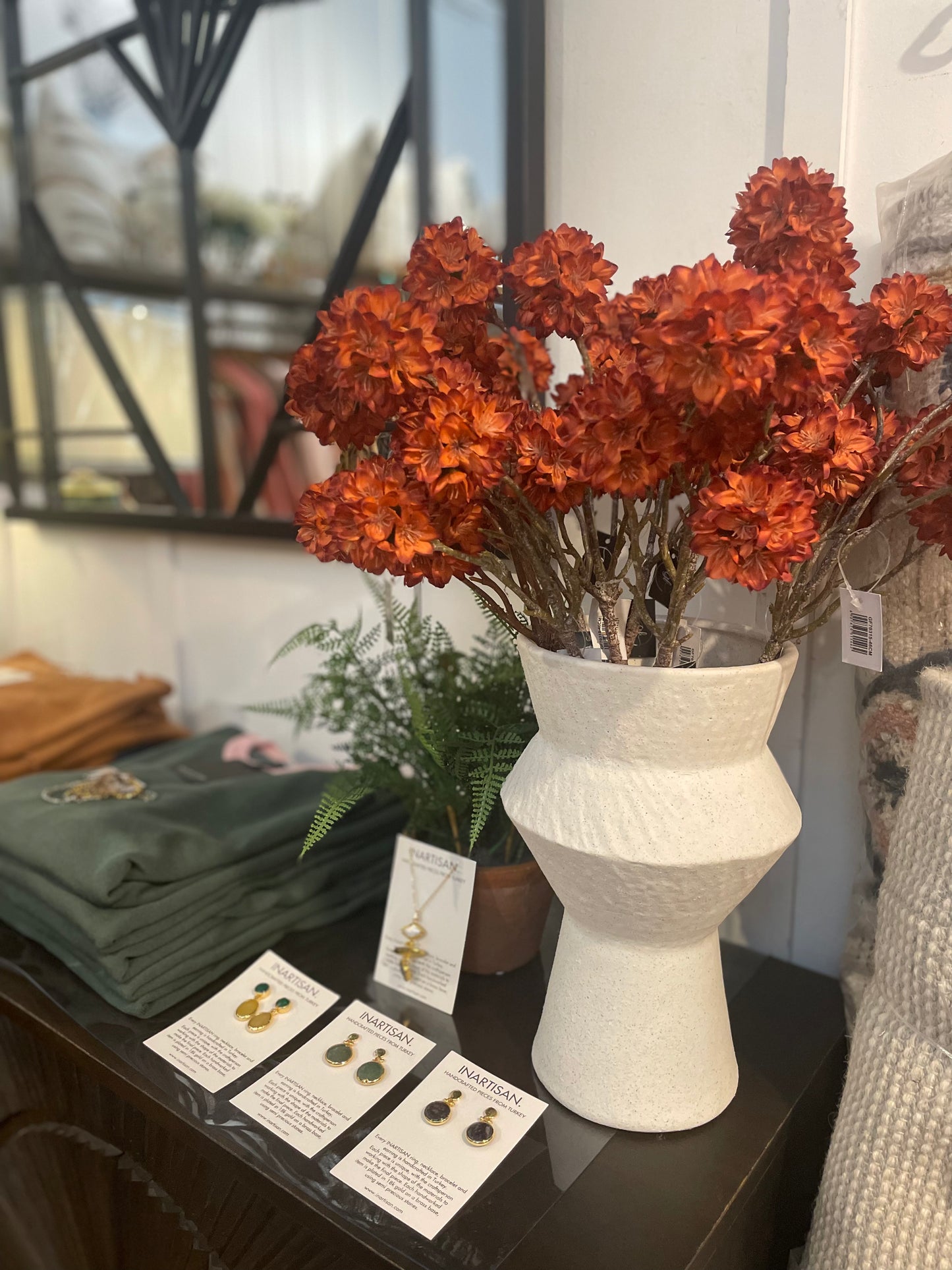 52cm Scabiosa Spray - Burnt Orange
