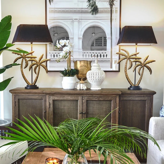 Double Palm Tree Lamp Base Antique Gold (base only)