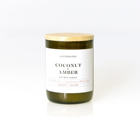 Jade 9oz Soy Wax Candle - Coconut & Amber