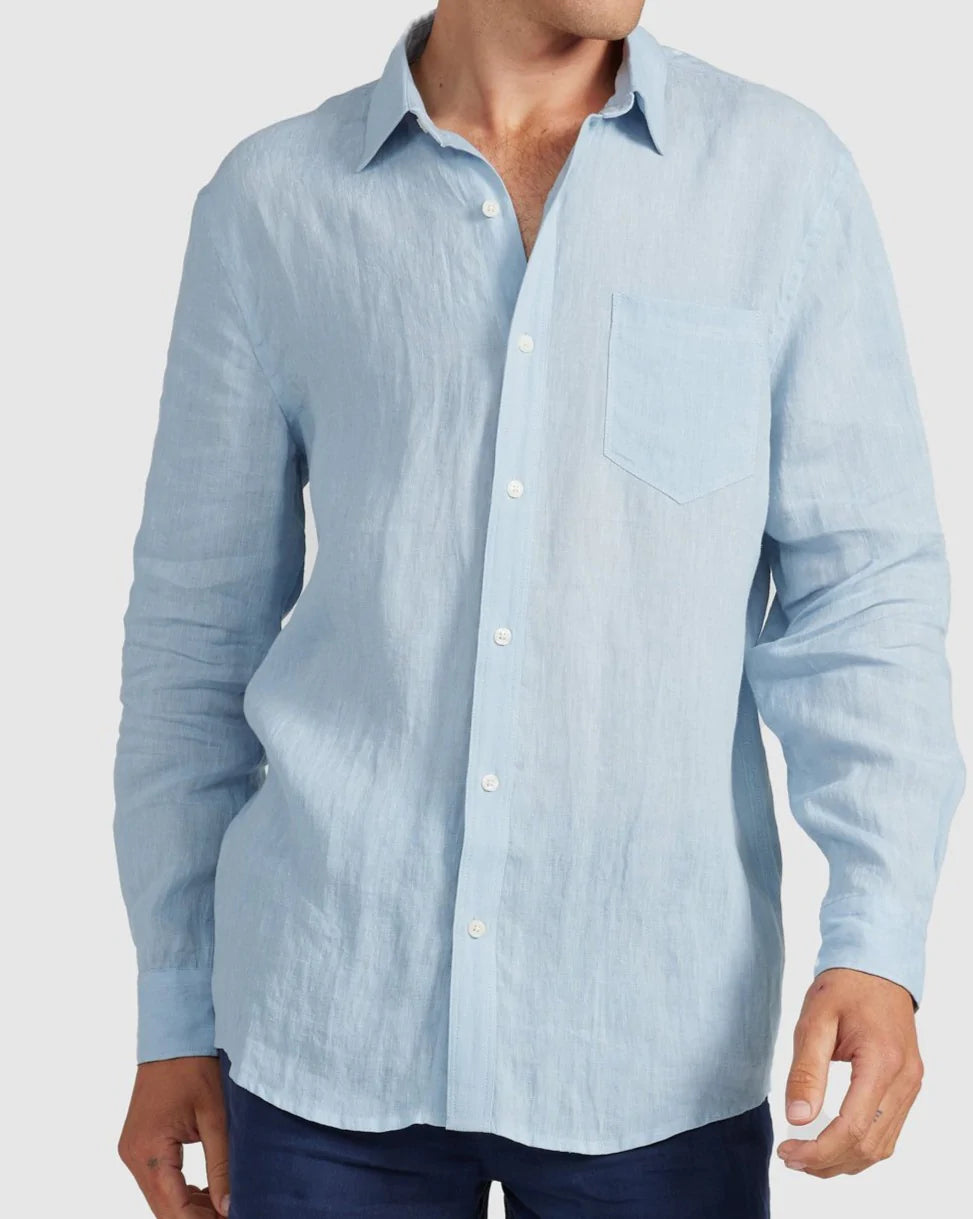 Pale Blue Linen Shirt