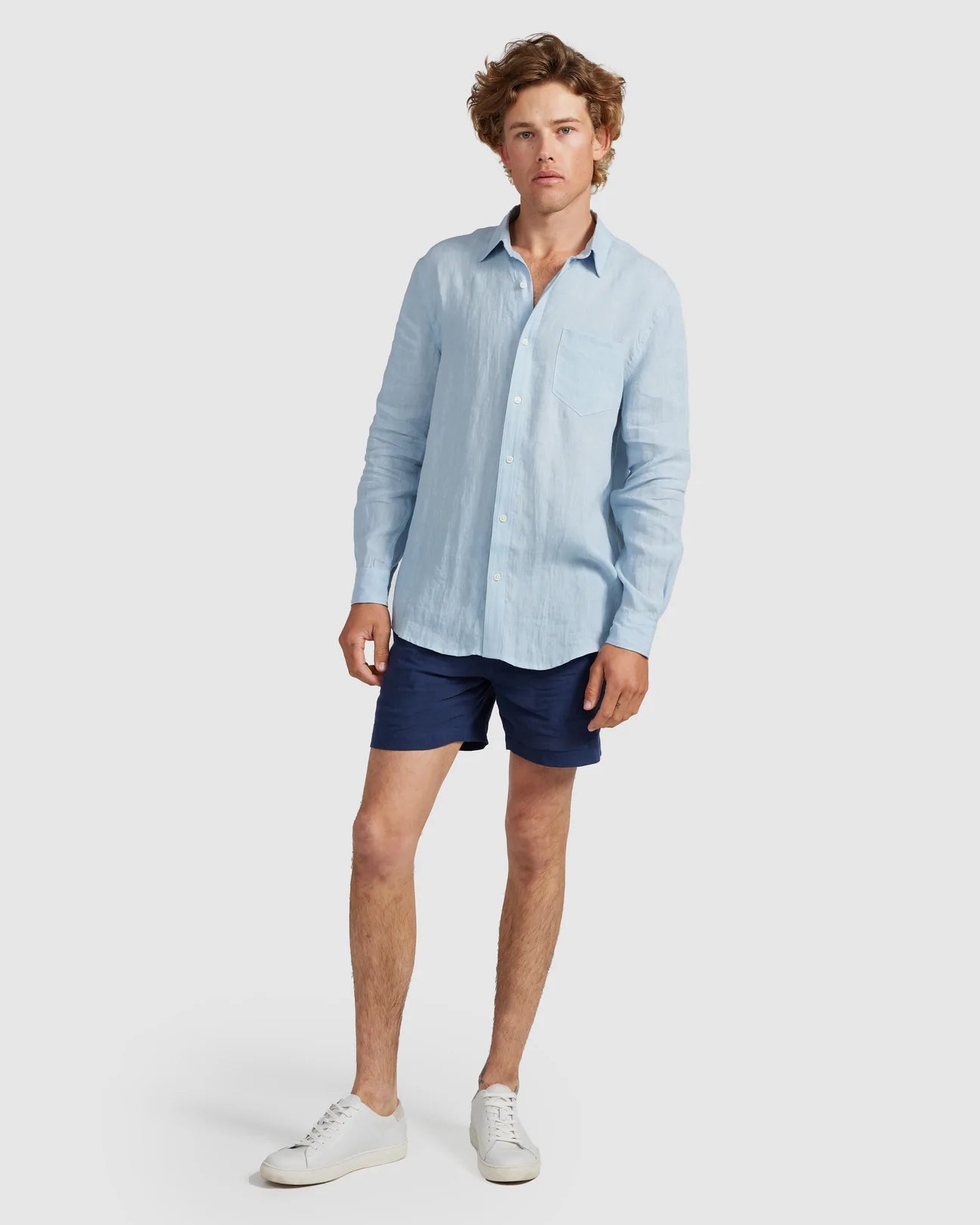 Pale Blue Linen Shirt