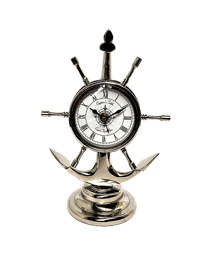 Table Clock Anchor and Ship Wheel