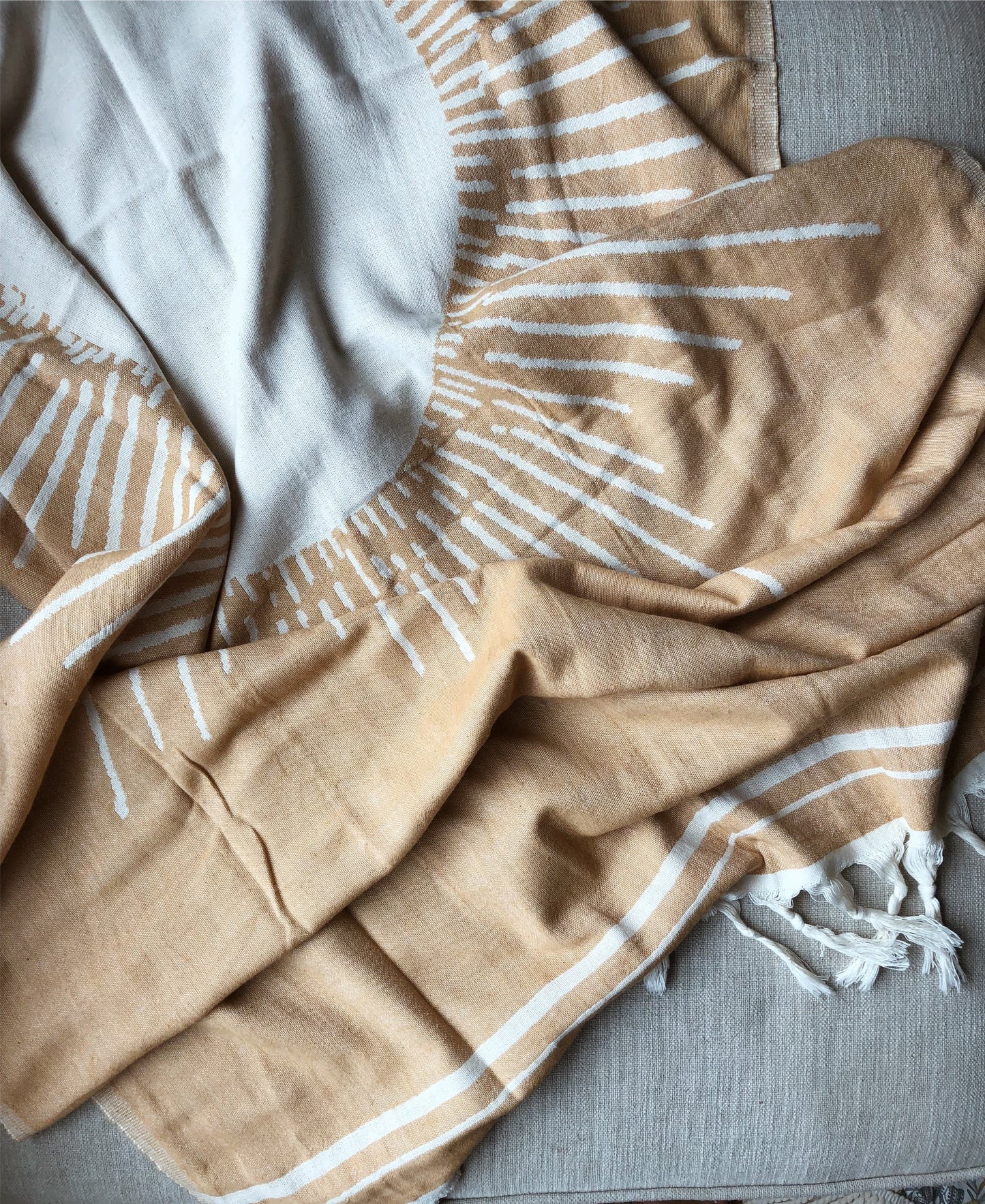 Turkish Towel Sun Pattern- Mustard