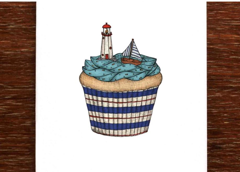 Cupcake Seaside Greeting Card