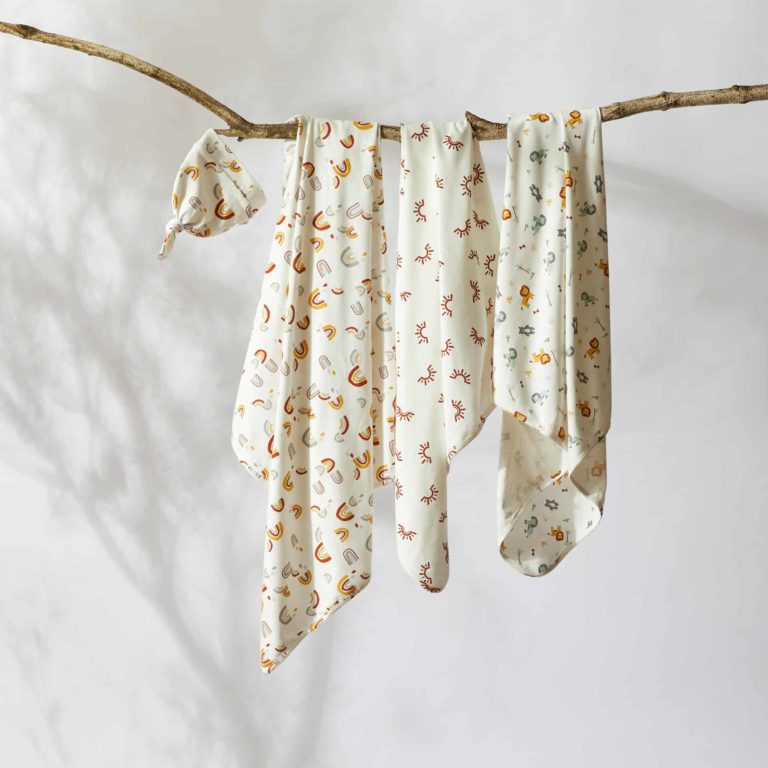Arches Jersey Baby Wrap & Knotted Beanie Set