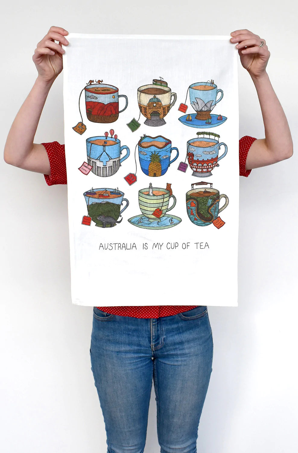 Aussie Teacup Artist Tea Towel