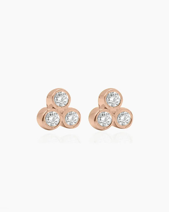 Petals 3 dot stud with Cubic Zirconia (Various)