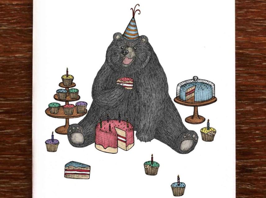The Bear Who Loves Cake Greeting Card