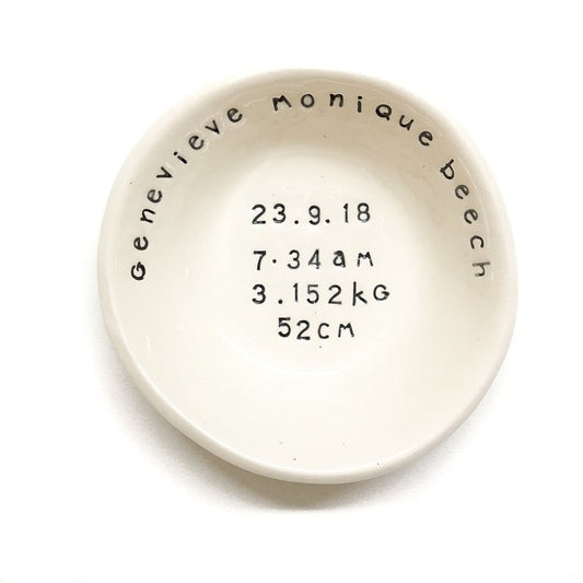 Handmade Ceramic Commemorative Christening Bowl