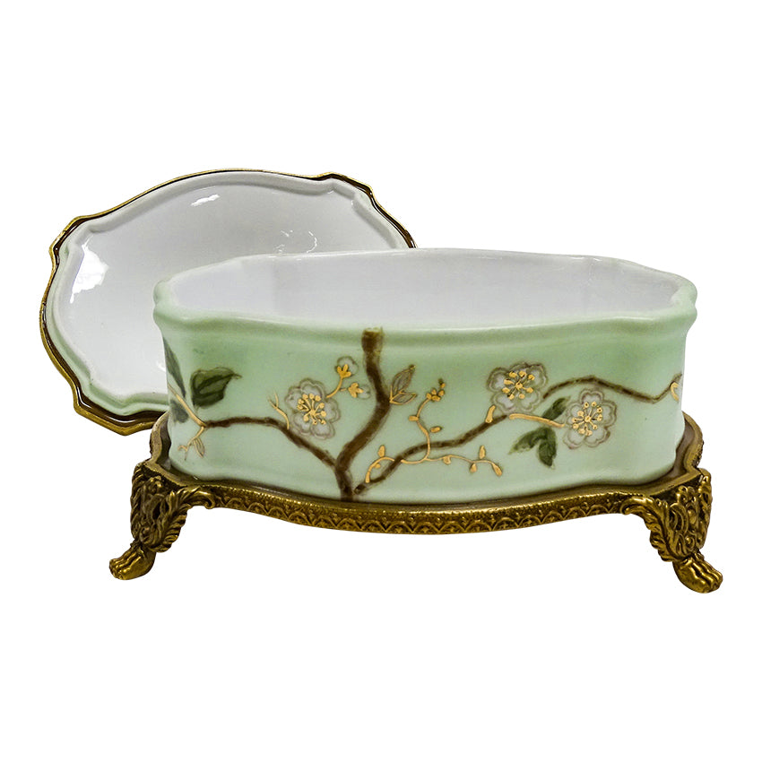 Trinket Box Dunnock Pale Sage 15cmL