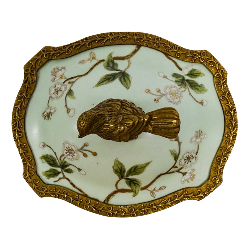 Trinket Box Dunnock Pale Sage 15cmL
