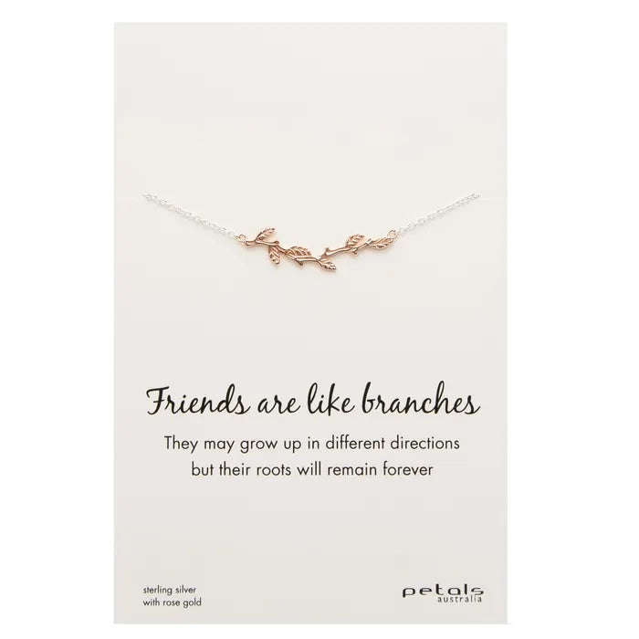 Petals 46cm Sterling Silver and Rose Gold 'Best Friend Branch' Necklace