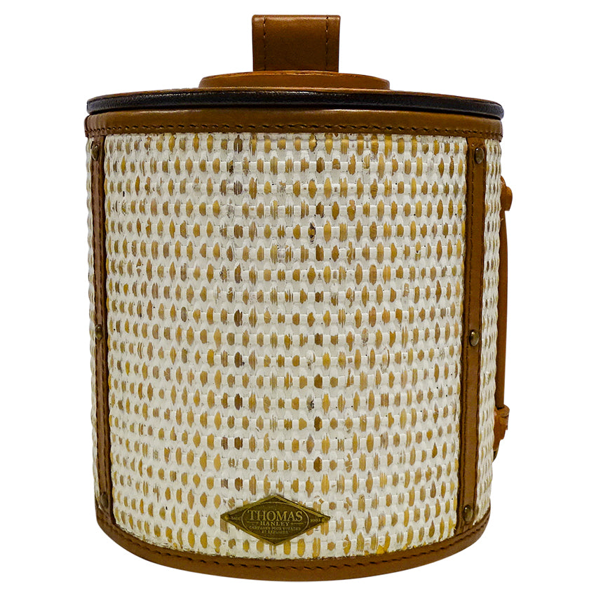 Ice Bucket Cote De Corail Rattan Leather White