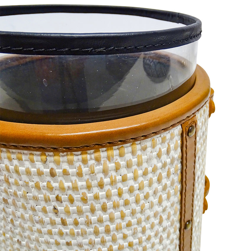 Ice Bucket Cote De Corail Rattan Leather White