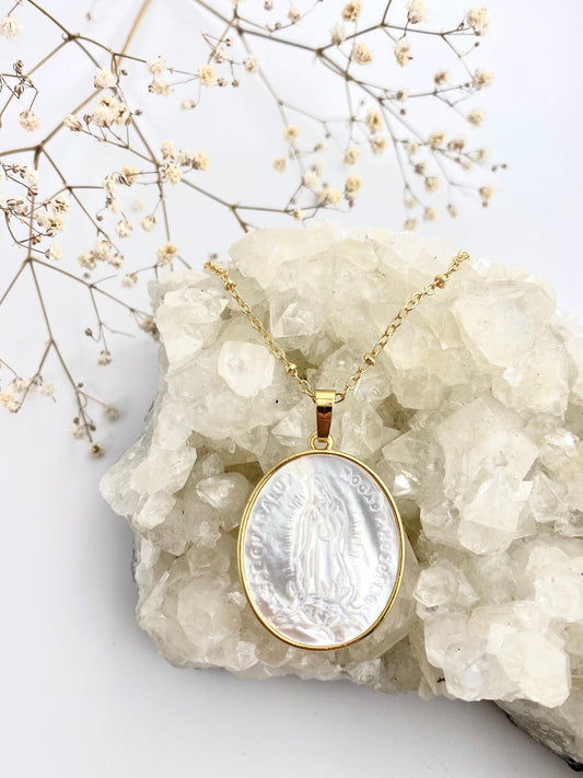 Mary Mother of Pearl Necklace