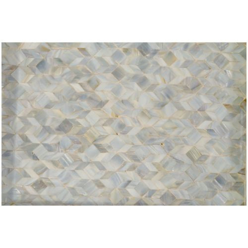 Rectangular Sapphire Capiz Shell Tray With Handles - Light Blue