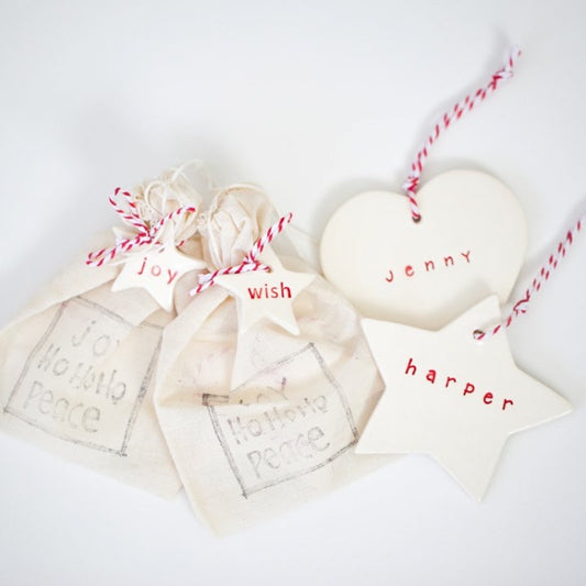 Personalised ceramic Christmas Star or Heart