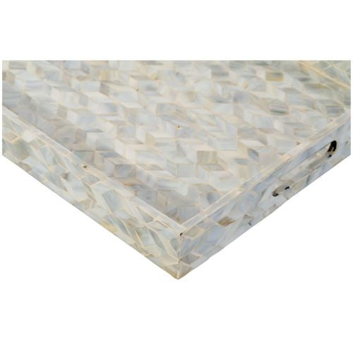 Rectangular Sapphire Capiz Shell Tray With Handles - Light Blue