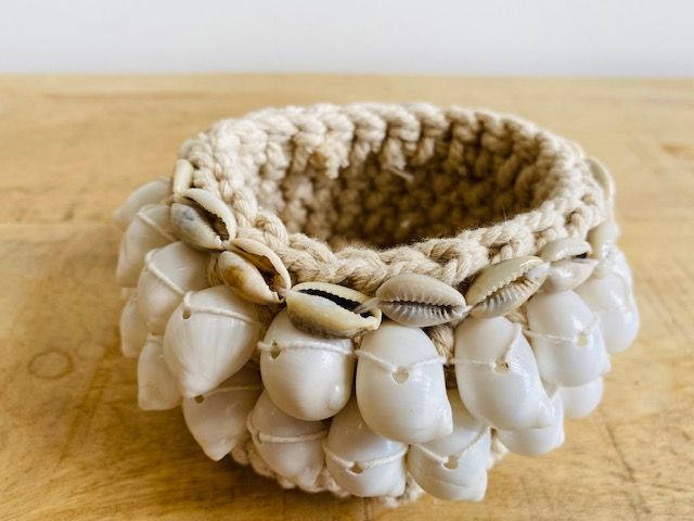 Crochet & Shell Plant Holder