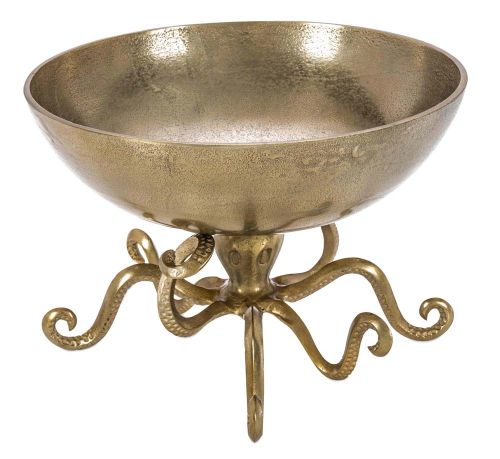 Antique Aluminium Octopus Bowl Gold
