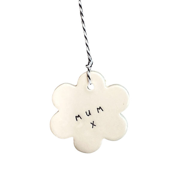 Ceramic Flower Tag 'Mum' Black