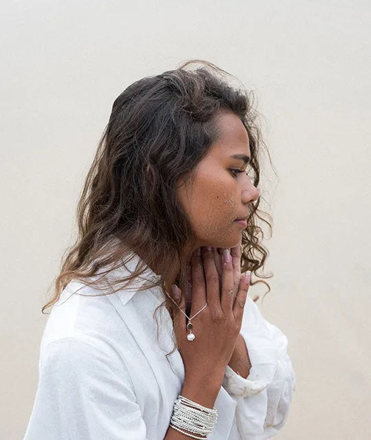 Petals Sterling Silver and Rose Gold Necklace with Pearl