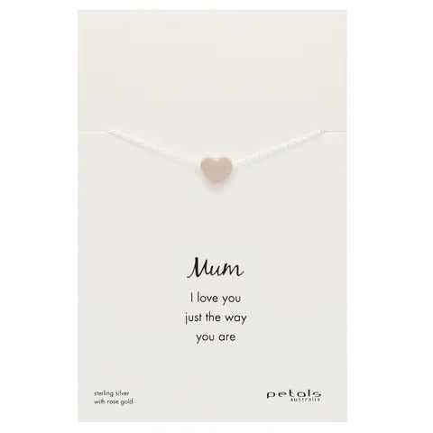 Petals Rose Gold Heart Mum Necklace