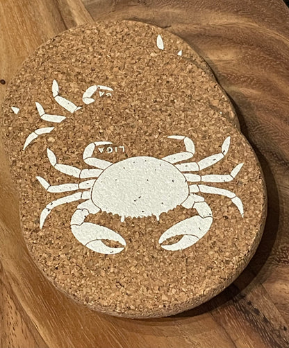 Printed Cork Coaster Single - Crab