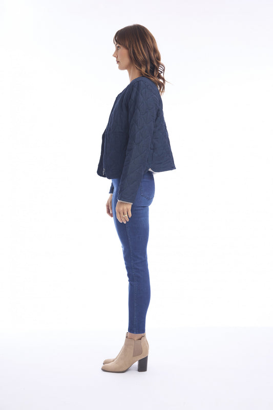 Linen Jacket Padded in Navy