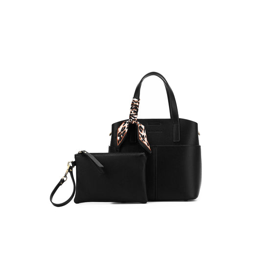 Amelie Black 2 Piece Tote Handbag