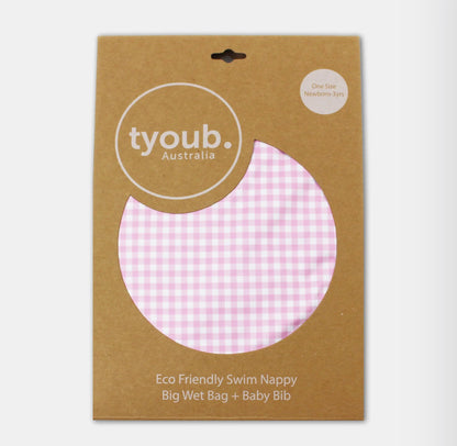 Tyoub Pink Check Swim Bag set